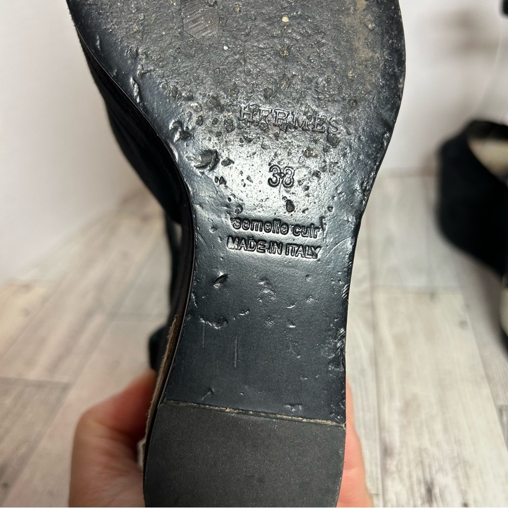 Hermes Tournis wedge sandals black celestial witch Halloween size 38 RARE - Picture 8 of 16
